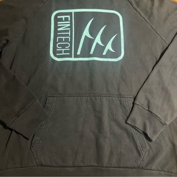 Fintech Box Logo Point Breeze Fleece Pullover Hoodie - Medium - Anthracite, NWT - Picture 7 of 9